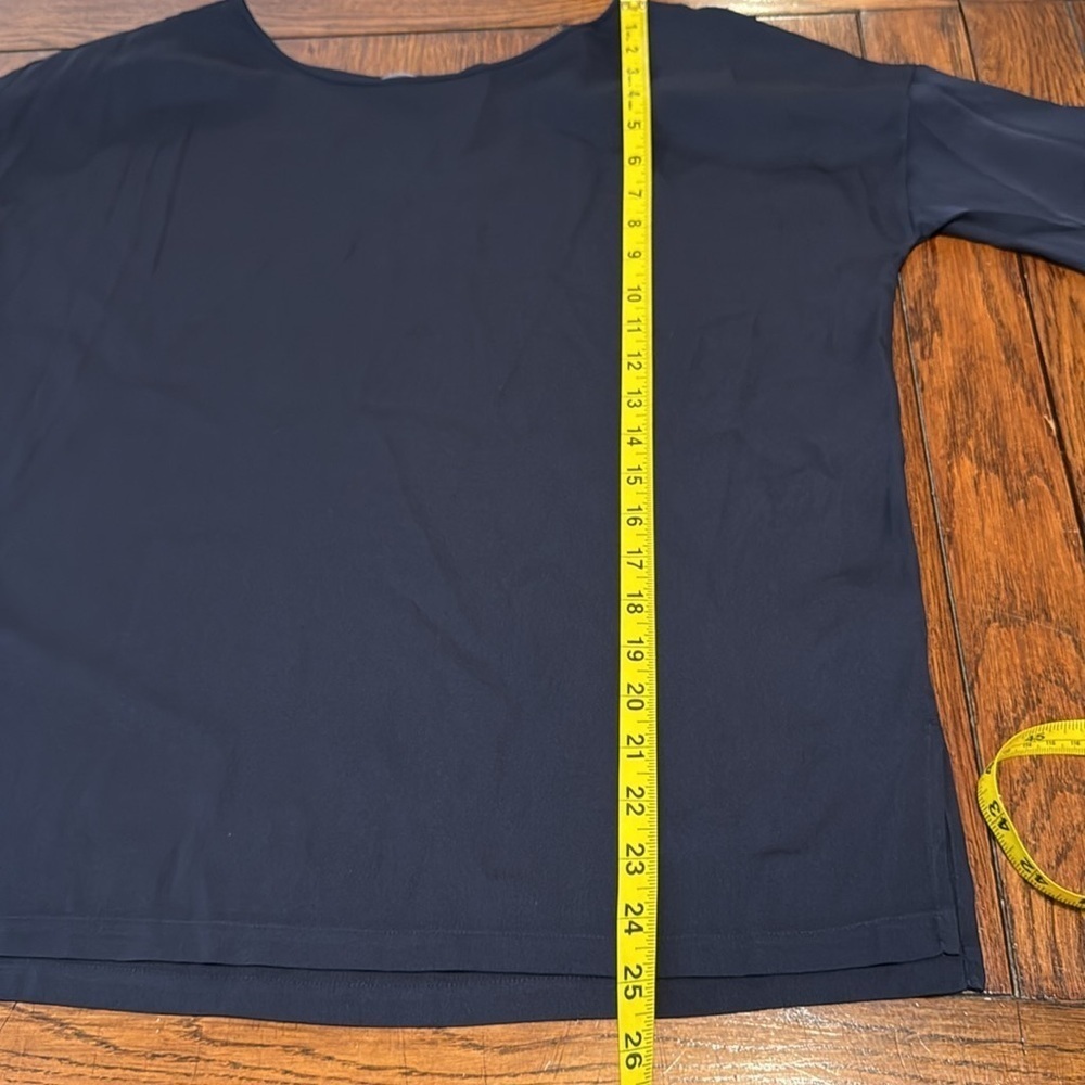 Vince Oversized Navy Silk Blouse - Picture 7 of 8